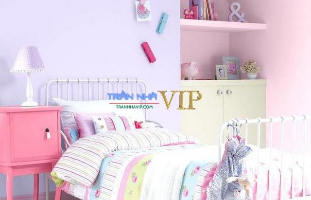 Sơn phòng ngủ màu tím kết hợp hồng nhạt  