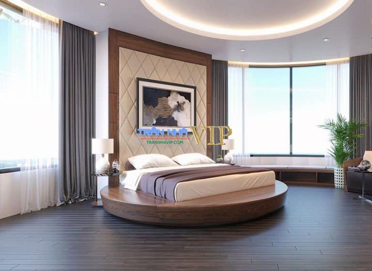 trần thạch cao phòng ngủ hình tròn