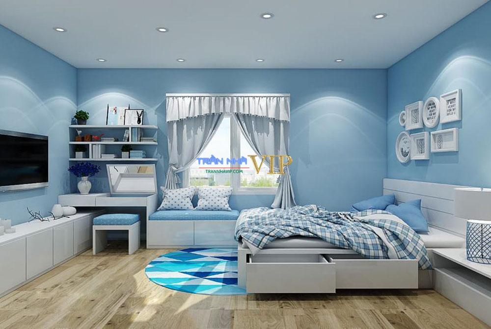 Mẫu sơn phòng ngủ đẹp màu xanh  